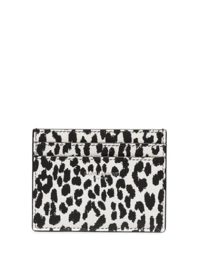 Saint Laurent Black And White Animal Print Leather Card Holder