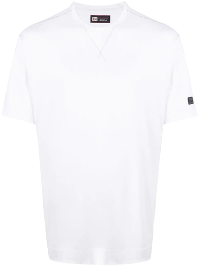 Ermenegildo Zegna Logo Patch Wool T-shirt In Weiss