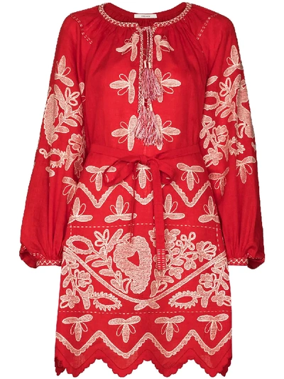 Vita Kin X Browns 50 Embroidered Linen Dress In Red