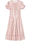Marc Jacobs The '40s Trompe L'oeil Print Silk Midi Dress In Pink