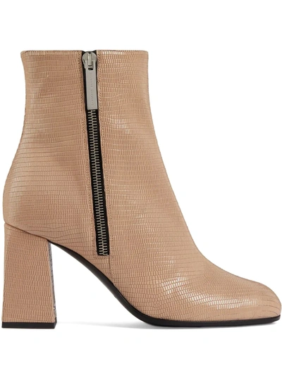 Giuseppe Zanotti Sveva Lizard-skin Effect Ankle Boots In Beige