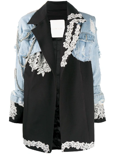 Loulou Chain Embroidered Layered Blazer In Blue