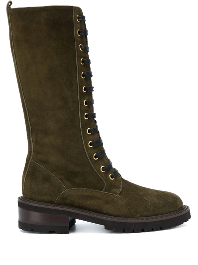 Paul Warmer Suede Lace-up Boots In Green