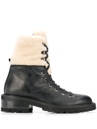 Paul Warmer Faux-fur Military Boots In Black