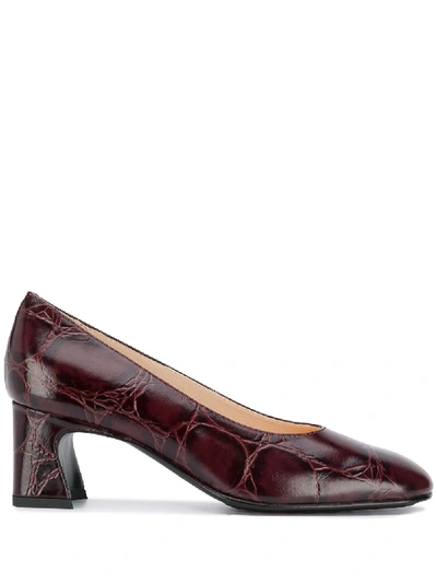 Tod's Curved Heel Leather Pumps In Braun