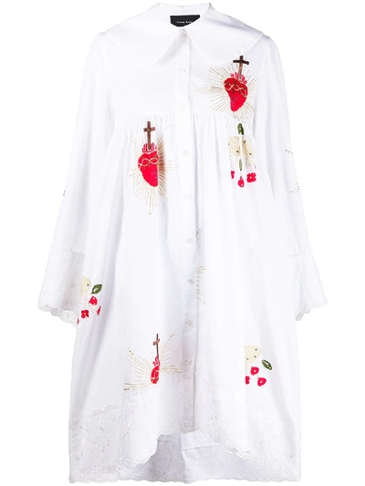 Simone Rocha Sacred Heart-embroidered Dress In White