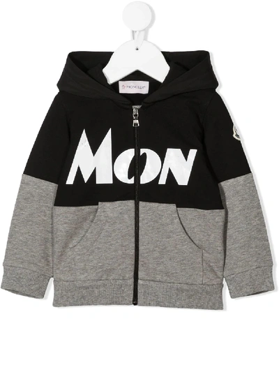 Moncler Babies' Logo-print Panelled Hoodie In Black