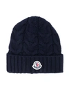 MONCLER CABLE-KNIT VIRGIN WOOL BEANIE