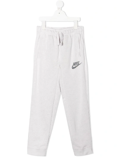 Nike Kids' Logo Print Track Trousers In Grey