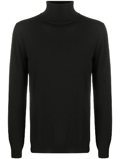 Zanone Rib-trimmed Roll Neck Jumper In Black