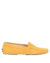 Tod's Woman Loafers Yellow Size 7.5 Soft Leather In Yellow