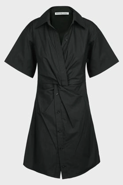 Alexander Wang T Twist-detail Mini Shirt Dress In Black