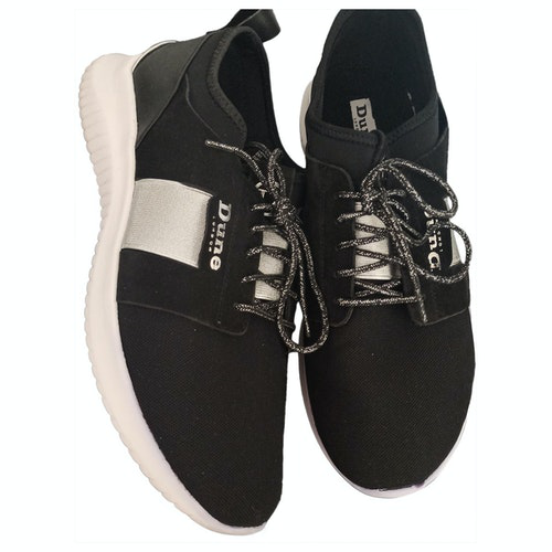dune black wedge trainers