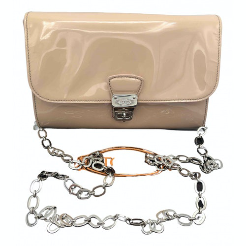 Pre-Owned Tod&#39;s Beige Patent Leather Clutch Bag | ModeSens