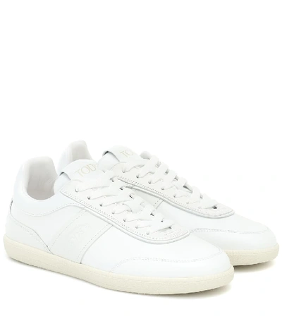 Tod's Tabs Sneakers In Leather In White
