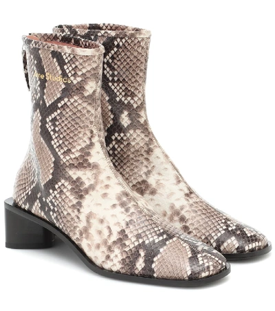 Acne Studios 蟒蛇纹皮靴 米色/黑色 In Python Leather Boots
