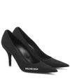 Balenciaga Logo Detail Pointed Toe Pumps In Black