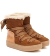 SEE BY CHLOÉ CHARLEE SHEARLING-TRIMMED SUEDE ANKLE BOOTS,P00487568