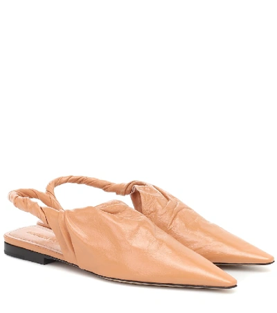 Bottega Veneta Point Leather Ballet Flats In Brown