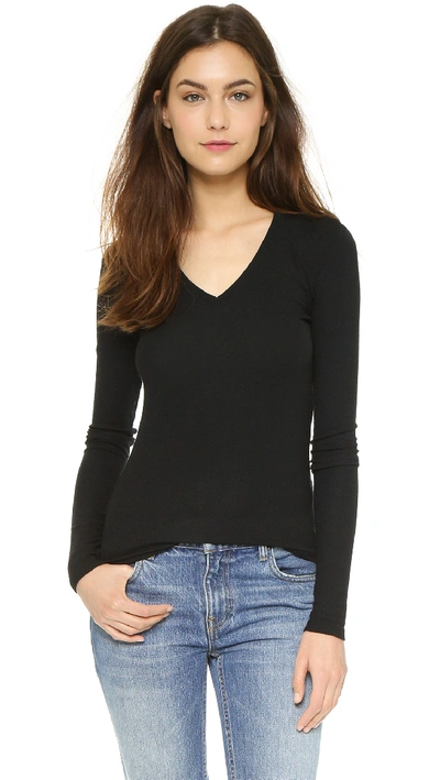 Atm Anthony Thomas Melillo Cashmere V-neck Long-sleeve Sweater In Black