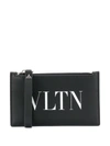 Valentino Vltn Logo-print Zipped Cardholder In Black