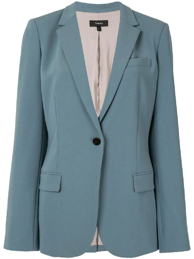 Theory Long-sleeved Fitted Blazer In Blue