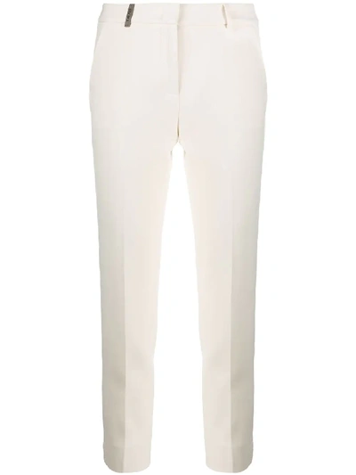 Peserico Side-stripe Cropped Trousers In Blue