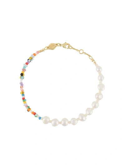 Anni Lu Womens Gold Pearly Alaia 18ct Yellow Gold-plated Vermeil Brass, Beaded And Freshwater Pearl Bracelet In White