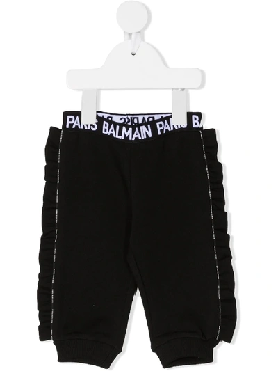 Balmain Babies' Kids Ruffle-detail Sweatpants (6-36 Months) In Black