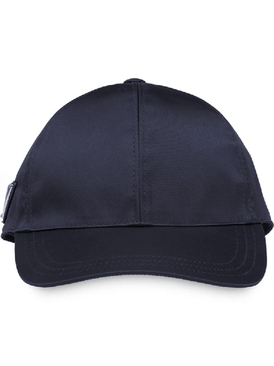 Prada Logo-patch Baseball Cap In Blue