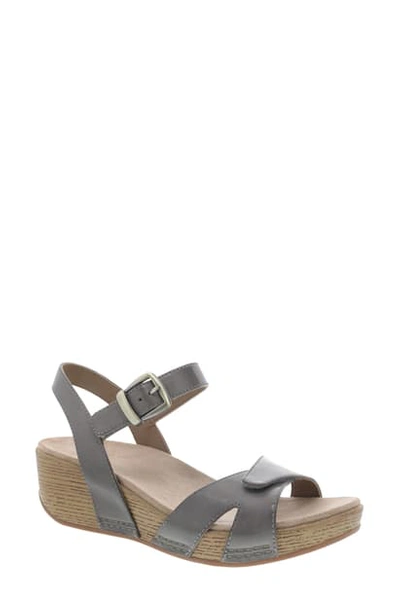 Dansko Laurie Sandal In Stone Burnished Leather
