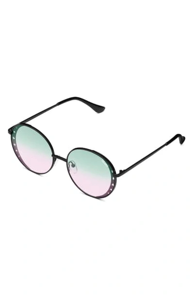 Quay X Lizzo Seeing Stars 54mm Round Sunglasses In Black/ Green To Pink