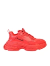 Balenciaga Triple S Logo-print Faux Leather Sneakers In Red