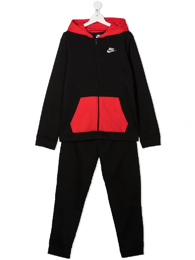 Nike Teen Colour-block Tracksuit Set In 黑色