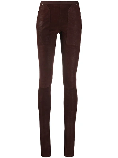 Rick Owens Skinny-fit Panelled Trousers In Red