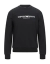 Emporio Armani Embroidered-logo Sweatshirt In Black