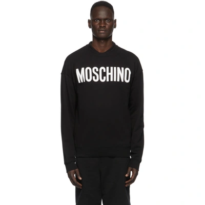 Moschino Logo Print Crew Neck Sweatshirt In J1555 Black