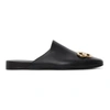 Balenciaga Double Square Bb Leather Slippers In Black