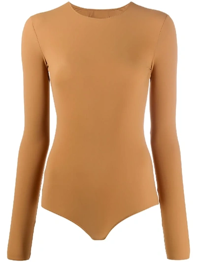 Maison Margiela Long-sleeve Fitted Bodysuit In Nude & Neutrals