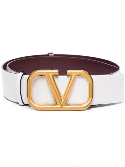 Valentino Garavani White Vlogo Leather Belt