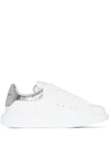 Alexander Mcqueen White Oversize Sneakers With Snake Print On The Heel In Leather Woman In White