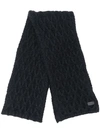 Saint Laurent Cable Knit Wool Blend Scarf In Black