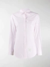 Thom Browne Embroidered Round Collar Button Down Shirt In Pink