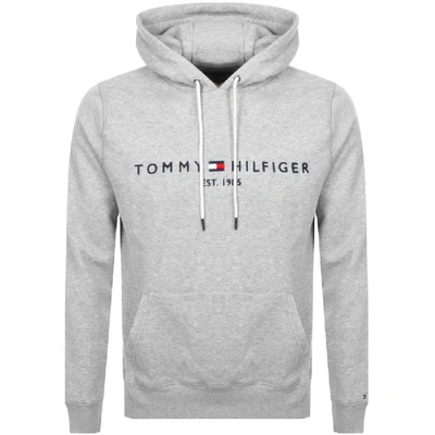 Tommy Hilfiger Embroidered Tommy Logo Hoodie In Grey