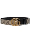 GUCCI BROWN GG SUPREME MARMONT LEATHER BELT