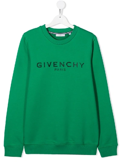 Givenchy Teen Logo Print Sweatshirt In Green
