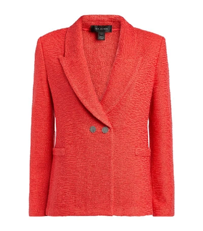 St. John Shantung Ottoman Knit Long Blazer In Apple