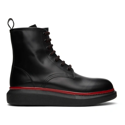 Alexander Mcqueen 黑色 And 红色 Hybrid 布洛克踝靴 In Black,red