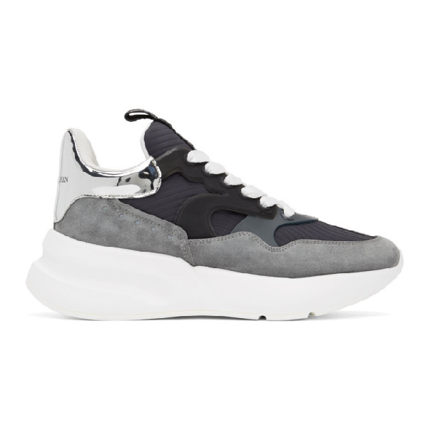 Alexander Mcqueen Grey And Navy Rib Suede Sneakers In 1232 Grynav ...