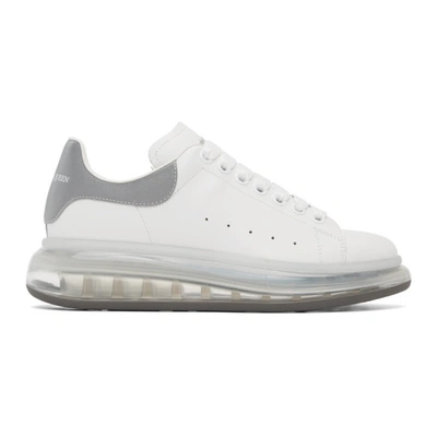 Alexander Mcqueen White & Silver Clear Sole Oversized Sneakers In White,grey